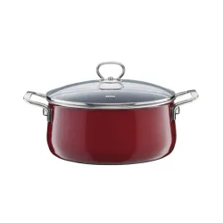 RIESS Nouvelle Rosso 4 l - garnek emaliowany z pokrywką