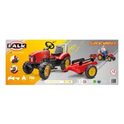 Falk Traktorek Red Supercharger Na Pedały Z Przyczepką Otwierany Od 3-7 Lat