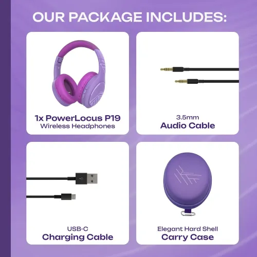Słuchawki bezprzewodowe PowerLocus P19 Purple Nauszne Bluetooth 5.3 Fioletowy