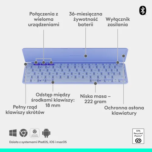 Klawiatura nożycowa Logitech Keys-To-Go 2 Fioletowy