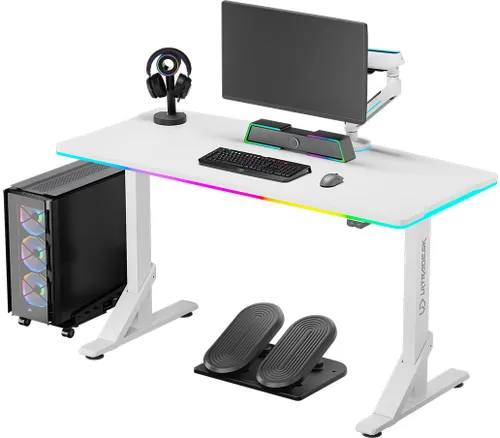 Biurko gamingowe ULTRADESK Iron RGB Biały