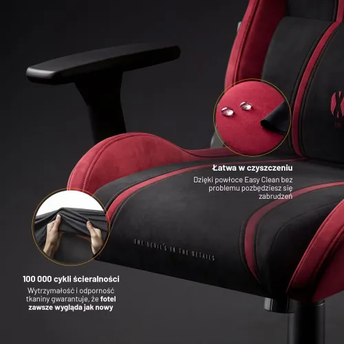 Fotel Diablo Chairs X-One 2.0 Small Bloody Mery Gamingowy do 90kg Tkanina Czarno-Czerwony