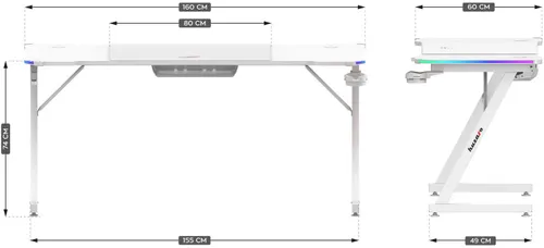 Biurko gamingowe HUZARO Hero 4.8 RGB Biały