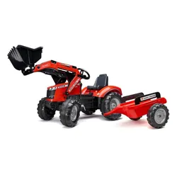 Traktor Na Pedały Dla Dzieci 3-6 Lat Do 50Kg Falk Massey Ferguson Przyczepa Klakson Łańcuch
