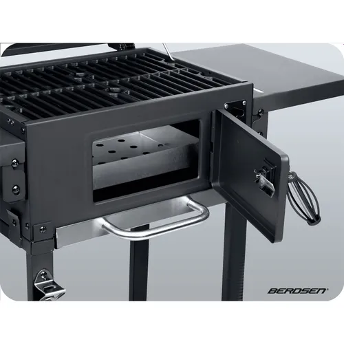 Grill węglowy ogrodowy Berdsen BD-892 komin żeliwny ruszt z pokrywą popielnik + termometr