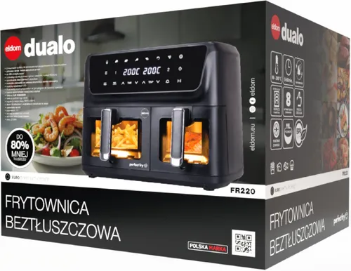 Air Fryer Frytkownica beztłuszczowa ELDOM FR220 Dualo 11l z podwójnym koszem i okienkiem do obserwacji postępów gotowania