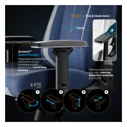Fotel Diablo Chairs X.Eye Prime, Normal Size, Meta Ocean Gamingowy do 140kg Niebieski