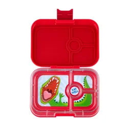 Średni prostokątny lunchbox Yumbox Panino - wow red / dinosaur tray