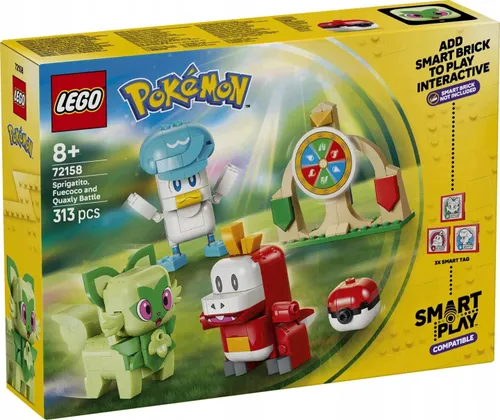 LEGO Pokémon SMART Play 72158 Sprigatito Fuecoco Quaxly bitwa 313 el. 8+