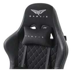 Fotel GAMVIS Phantom Large Czarny (białe elementy) + podnóżek