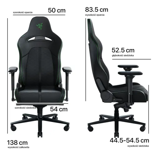 Fotel Razer Enki Gamingowy do 136kg Skóra ECO Czarno-zielony
