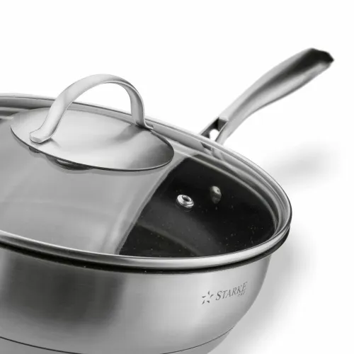 Patelnia na indukcję nierdzewna z pokrywką Starke Pro Varese 24 cm