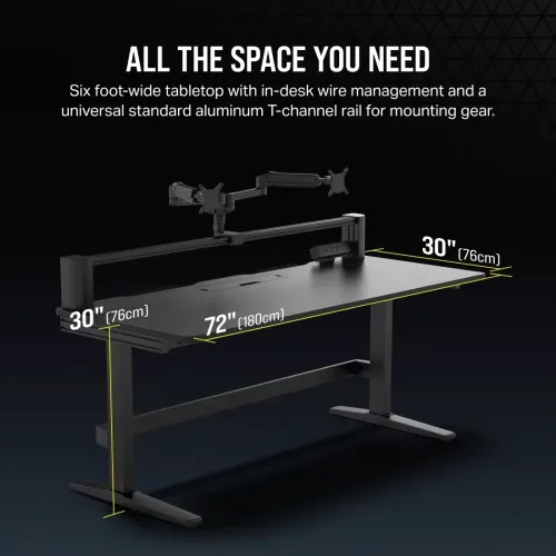Biurko Corsair Platform:6 Standardowy180cm Czarny Laminat