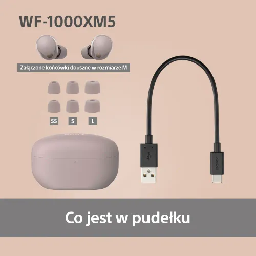 Słuchawki bezprzewodowe Sony WF-1000XM5 ANC Dokanałowe Bluetooth 5.3 Smoky Pink