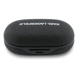 Słuchawki dokanałowe KARL LAGERFELD Saffiano Logo ENC Czarny