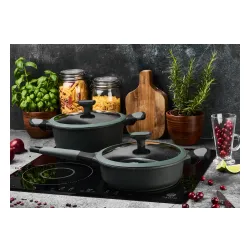 Patelnia nieprzywierająca z pokrywką STARKE PRO VIRIDI DEEP 24 cm