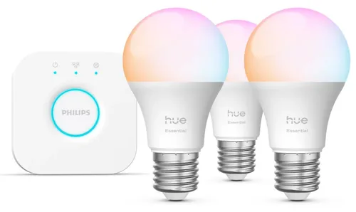 Inteligentna żarówka LED PHILIPS HUE 929004235411 E27 8W Bluetooth, ZigBee (3 szt.) + Mostek
