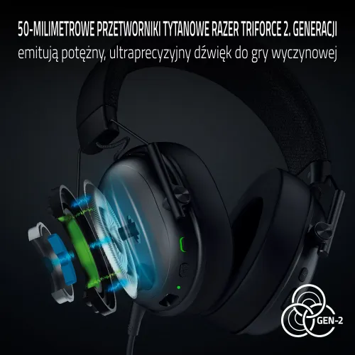 Słuchawki RAZER BlackShark V3 Bezprzewodowe, Nauszne, Dźwięk przestrzenny Czarny