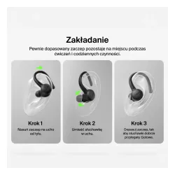 Słuchawki bezprzewodowe Belkin SoundForm ActiveFit Dokanałowe z zaczepami Bluetooth 5.4, Czarny