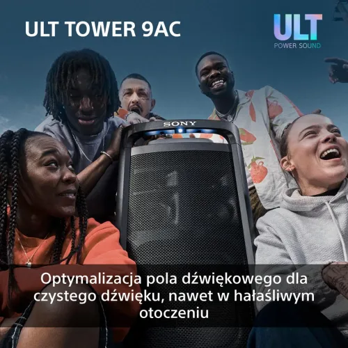 Power Audio Sony ULT Tower 9AC SRS-ULT900AC Bluetooth Mikrofon Karaoke Czarny