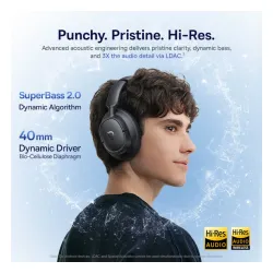 Słuchawki bezprzewodowe Baseus BH1 NC Nauszne Bluetooth 6.0 Czarny