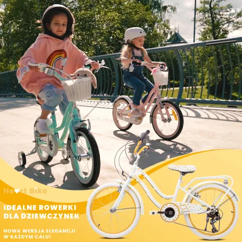 Rower dziecięcy SUN BABY Heart Bike 20 cali dla dziewczynki Biało-złoty