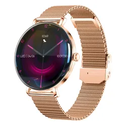 Smartwatch FOREVER SB-370 Lucca Różowe złoto + Pasek w panterkę