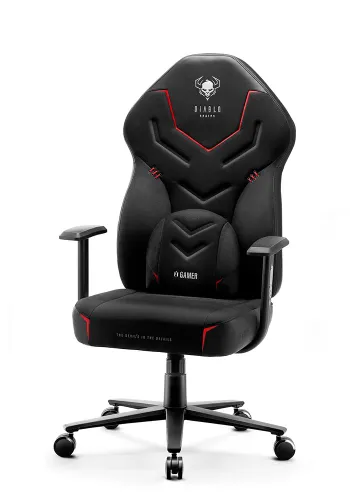 Fotel Diablo Chairs X-Gamer 2.0 Normal Size Gamingowy do 150kg Skóra ECO Tkanina Dark obsidian