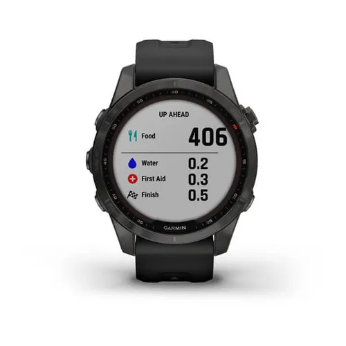 Smartwatch Garmin Fenix 7S Sapphire Solar Tytanowo-szary DLC z czarnym paskiem (010-02539-25)