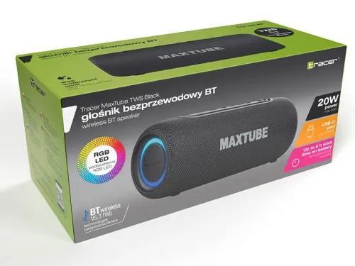 Głośnik Bluetooth Tracer MaxTube 20W Czarny