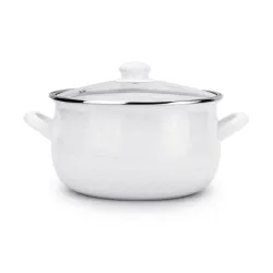 Garnek emaliowany z pokrywką EMALIA POLSKA PLESZEW PYZA DIAMOND BIAŁY 5,3 l