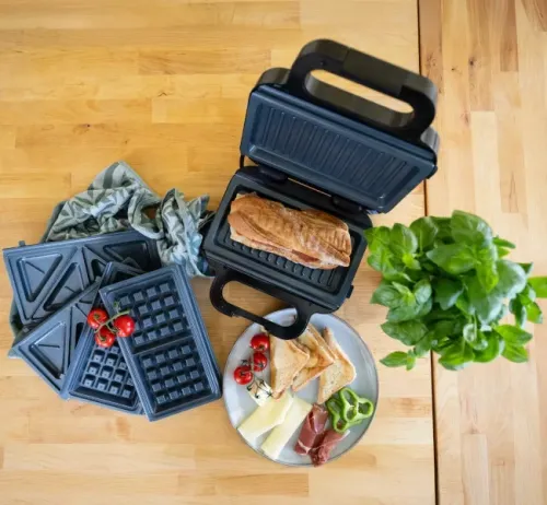 Opiekacz Kohersen Black Matt NX CERAMIC 3w1 Compact Trójkąty Gofry Panini 750W
