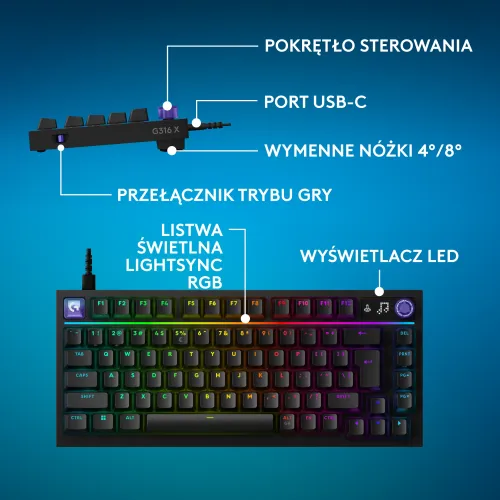 Klawiatura mechaniczna Logitech G316 X 75 Czarny
