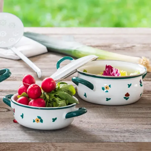 RIESS Country Gmundner Streublumen 1 l - garnek emaliowany z pokrywką