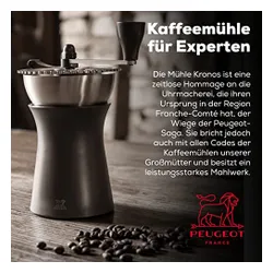 Peugeot kaffeemühle kronos 19 cm schokolade I hochwertige kaffeemühle manuell aus robustem edelstahl & kunststoff I kaffeezubehör I hergestellt in frankreich