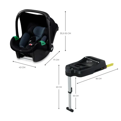 Fotelik samochodowy KINDERKRAFT Mink Pro I-Size z bazą (40-75 cm) Czarny