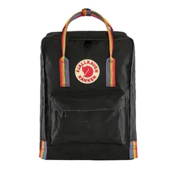 Fjallraven Kanken Gökkuşağı Sırt Çantası-siyah / gökkuşağı deseni