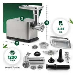 Мясорубка электрическая ProfiCook PC-FW 1272 1200W, 3 ситка