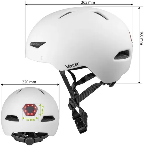 Kask rowerowy VAYOX Street VA0423WMM Biały Miejski z lampką (rozmiar M)