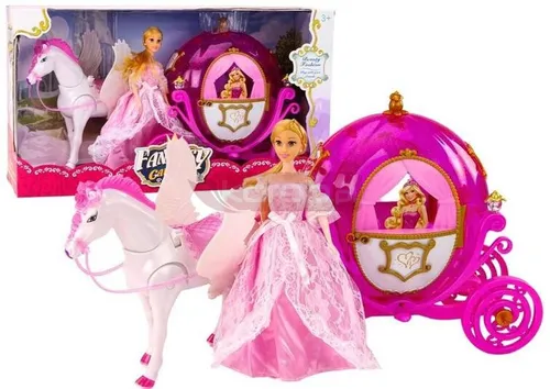 Lalka Księżniczka z karocą i koniem