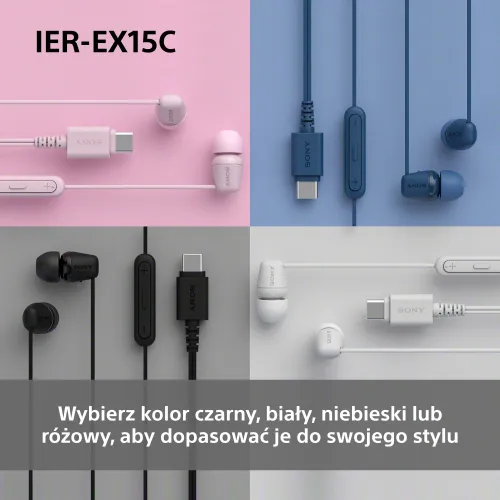 Słuchawki przewodowe Sony IER-EX15C Dokanałowe USB-C Niebieski