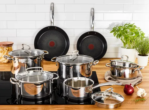 Zestaw garnków TEFAL Duetto+ (11 elementów) Stal nierdzewna 18/10 Indukcja Możliwość mycia w zmywarce