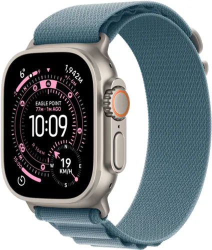 Apple Watch Ultra 3 GPS + Cellular 49mm koperta tytanowa (naturalny) + pasek Alpine rozmiar L (jasnoniebieski)