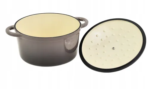 Garnek żeliwny emaliowany 28cm 5.9L ciężki indukcja Szary KRISBERG