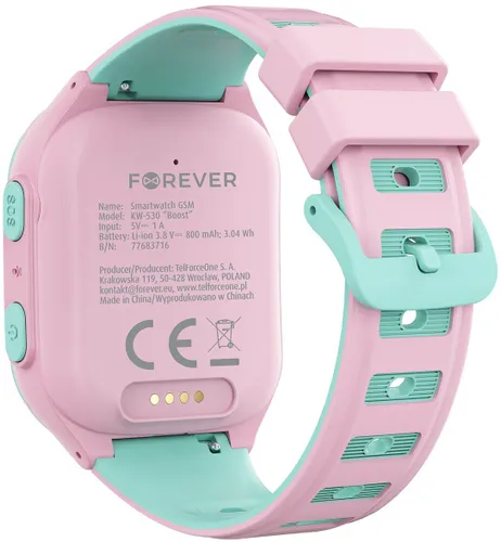 Smartwatch FOREVER Kids Boost KW-530 AI GPS WiFi 4G Różowo-zielony