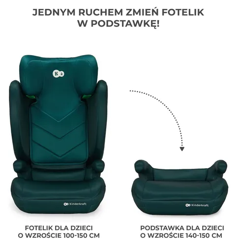 Fotelik samochodowy KINDERKRAFT I-Spark I-Size 2w1 100-150 cm (9-36 kg) Zielony