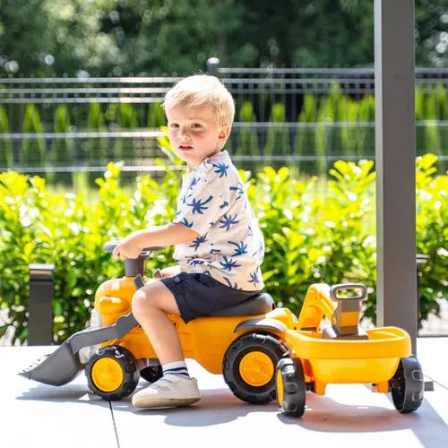 Falk Jeździk Traktor Komatsu z Łyżką Koparką i Przyczepą od 1-3 Lat