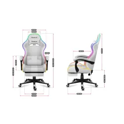 Fotel Huzaro Force 4.7 RGB White Mesh Gamingowy do 140kg Tkanina Biały