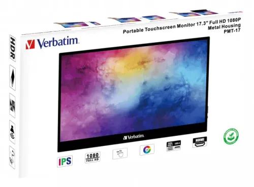 Monitor Verbatim PMT-17 49593 17,3" Full HD IPS 60Hz 6ms Przenośny Dotykowy