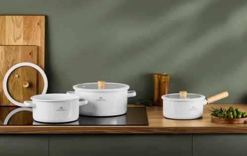 Zestaw garnków GERLACH Natur Enamel Biały (6 elementów)